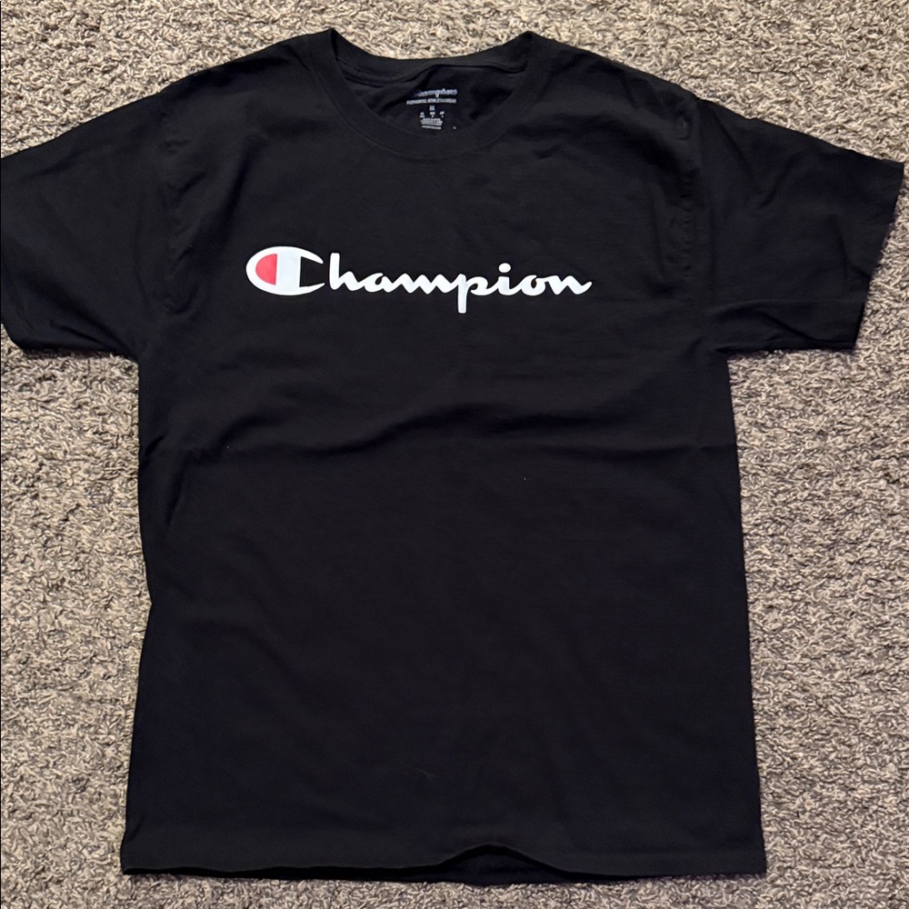 Champion Black Tee with Logo